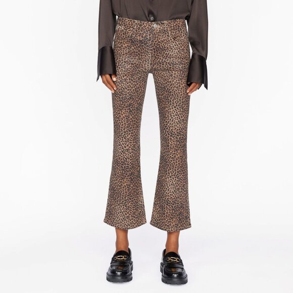 FRAME Le Crop Mini Boot Coated Jeans Leopard Size 24 NEW NWT - Picture 1 of 10